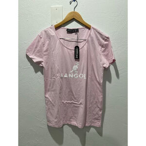 Women's Kangol Pink & White Logo Short Sleeve Tee M